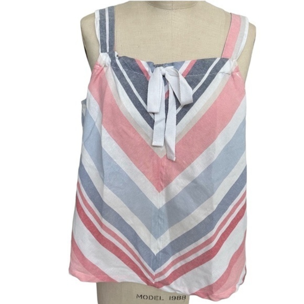 Copper Key Linen Pink Blue Chevron Cotton Sleeveless Casual Preppy Tank …
